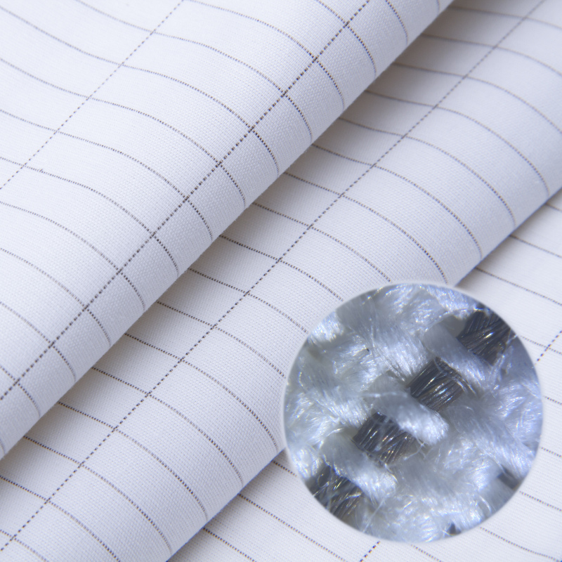 Silver Plain Woven Cotton Fabric for electrostatic discharge and earthing
