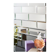 Silver Mirrored Glass Bevelled Wall Tiles ,Mirror Tile Brick Mosaic For Bathroom Kitchen