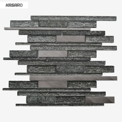 Wall Decor Glass Mosaic Tile Mix Metal Linear Mosaic Tiles