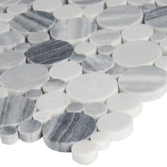 Alaska gray pebbles natural stone polished wall decor penny round marble mosaic tile