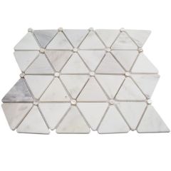 MM-Mosaic Interior Design Flower Pattern Carrara White Marble Waterjet Mosaic Tiles With Brass Inlay