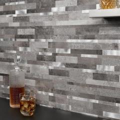 Luxury metalway cement SPC peel and stick tile room wall decoration recycled mosaic