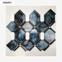 Wall Decor Marble Mix Glass Mosaic Tile Diamond Mosaic