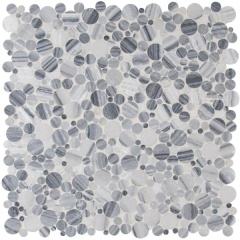 Alaska gray pebbles natural stone polished wall decor penny round marble mosaic tile