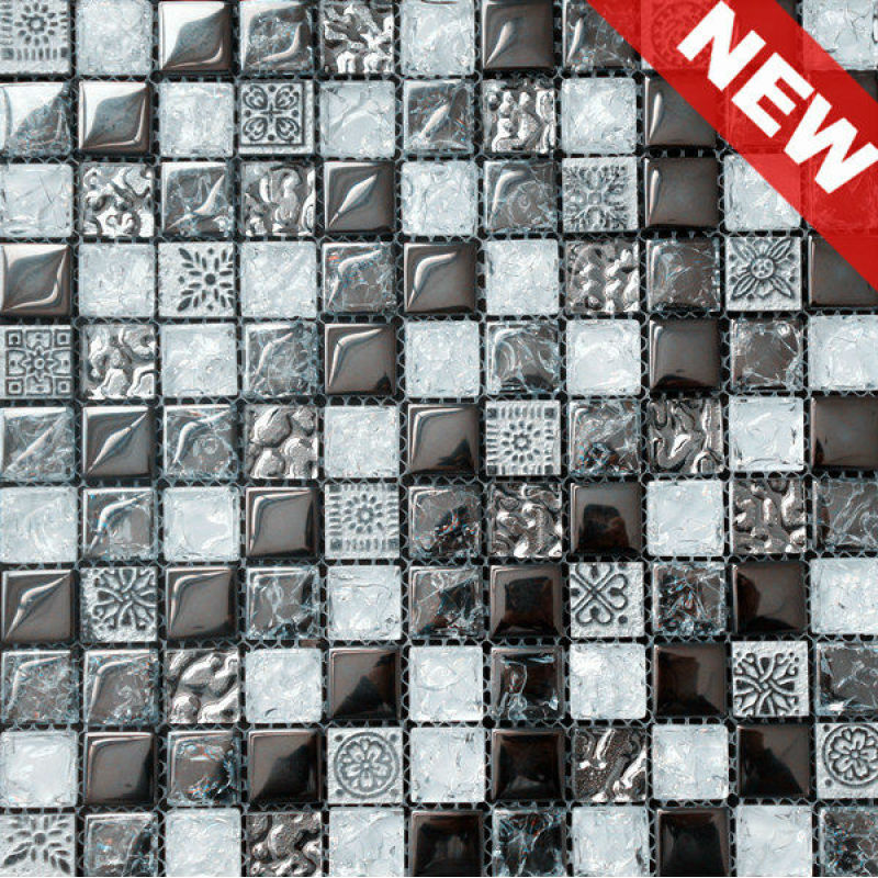 1 x 1 inch Fancy Glass Mix Stone Mosaic Home Decor (KGS20120086)