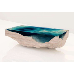 Creative Art Resin River Ocean Coffee Table Modern Minimalist Casual Tea Solid Wood Stitching Round Tea Table Tea Table