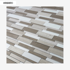 Linear Mix Wooden Grey Marble Mosaic For Wall Decoration Home Decor