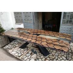 Custom Luxury river dining table american solid walnut epoxy resin dining table