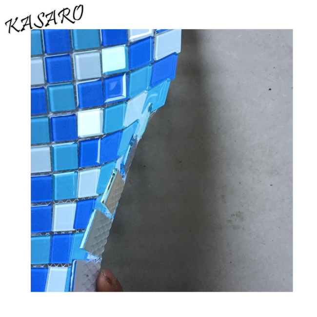 4mm thickness cheap price blues glass mosaic pool tiles