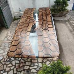 Custom Luxury river dining table american solid walnut epoxy resin dining table