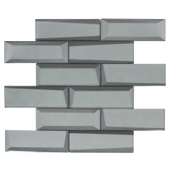 Modern gray glossy simple strips room decor metallic glass mosaic tile
