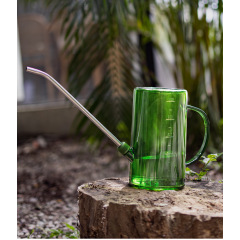 Transparent modern design garden spray kettle long spout plastic handle water bottle watering can
