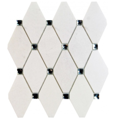 Diamond White  and Mirror Marble and Glass Mosaic Tile