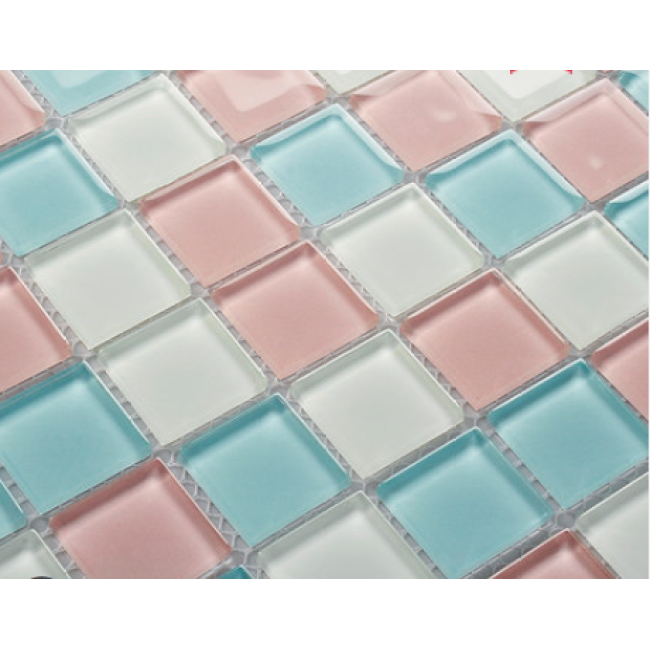 Pink Mosaic Color Tile Crystal Glass Bathroom Wall Stickers