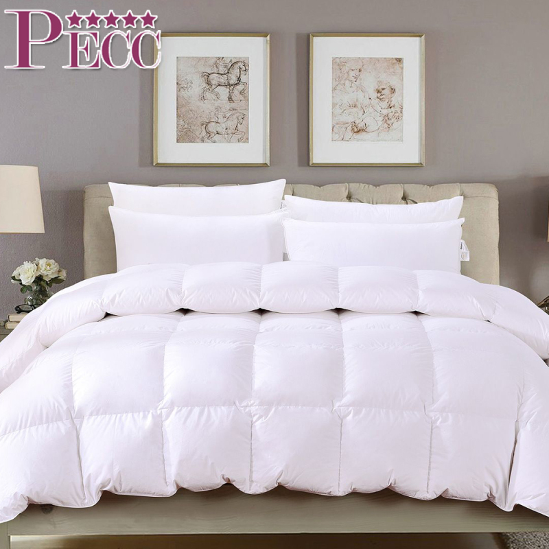 Edredones de cama de plumón 100% tamaño Queen de lujo, suaves y blancos