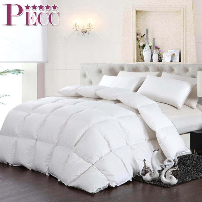 Edredones de cama de plumón 100% tamaño Queen de lujo, suaves y blancos