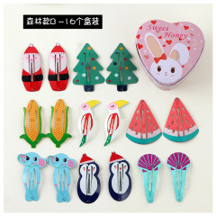 16pcs Korean printed cartoon animal fruit Crown Hairpin bb hair clip