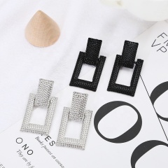 New fashion European and American geometric female square buckle alloy retro earrings