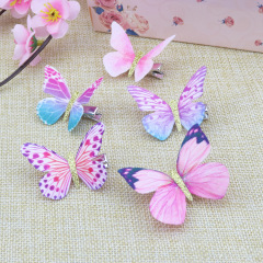 Amazon hot sale cute 5cm cloth baby kids butterfly hair clips for beautiful princess