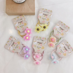 2020 summer children resin flower colorful elastic kids hair ties for baby girls