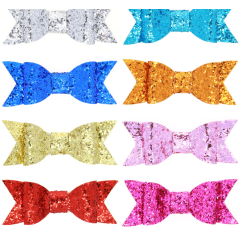 2020 Shining sequin handmade 8 color bows knot hair clips for girls hair accessories