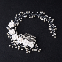 Handmade pearl flower headbands wedding hair accessories bridal hair comb