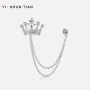 wholesale Alloy Silver England Tassels Chain crown rhinestone brooches for men Suit Jewelry  brooch stick pin