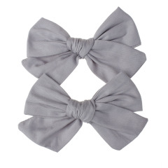 Amazon top selling pure color grid fabric bowknot kids hair clips for girls