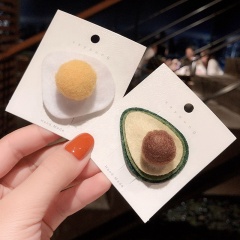 Hot sale ins kawaii geometric cute avocado omelet hot female models hair clip female for baby girl