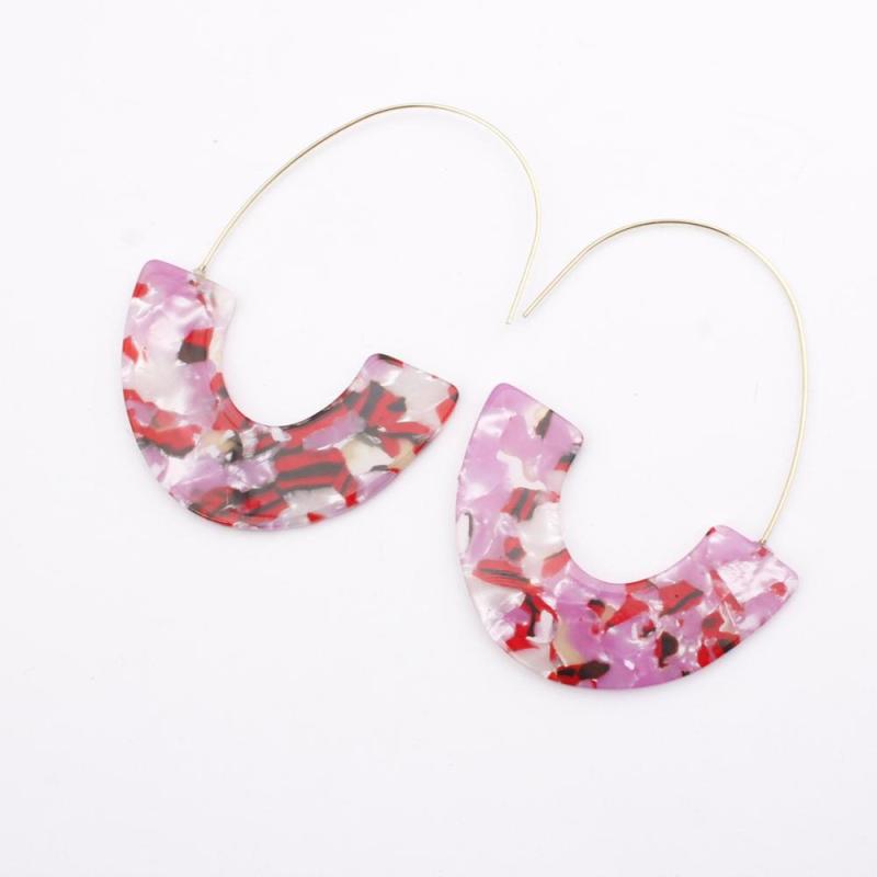 INS Bohemian Chandelier Charm Earrings Dangle Round Circle disc Acrylic drop Earring