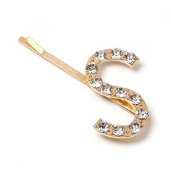 New single word bling hair accessories custom rhinestone hair pins clips for women daily life
