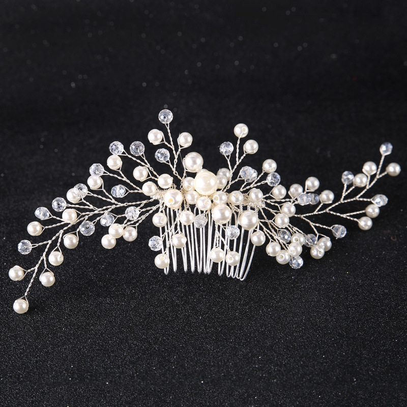 Luxury silver pearl crystal  hair accessories wedding bridal hair combs