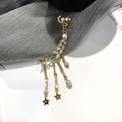 Vintage Diamond Letter Super Fairy Wheat Wings Crystal Tassel Alloy Earring