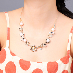 2019 Wholesale women gift jewelry pure girl enamel sets dried flower necklace
