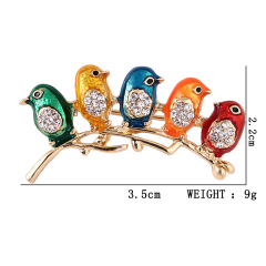 wholesale fashion custom cheap jewelry colorful crystal little birds brooches