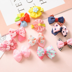 Korean fancy girls kids children's colorful fabric bow hair clips for baby Korean fancy girls kids children's colorful fabric bow hair clips for baby