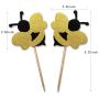 24pcs Cake Decor Glitter Bumble Bee Cake Topper Cupcakes Party Decoration