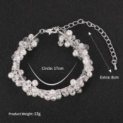 Beauty zodiac party bride crystal silver jewelry pearl charm wedding beaded bracelet