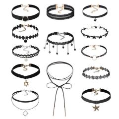 2020 Amazon Hot Sale 3pcs Women Ladies Jewelry Sexy Gothic Lace Choker Necklace Sets for Girls