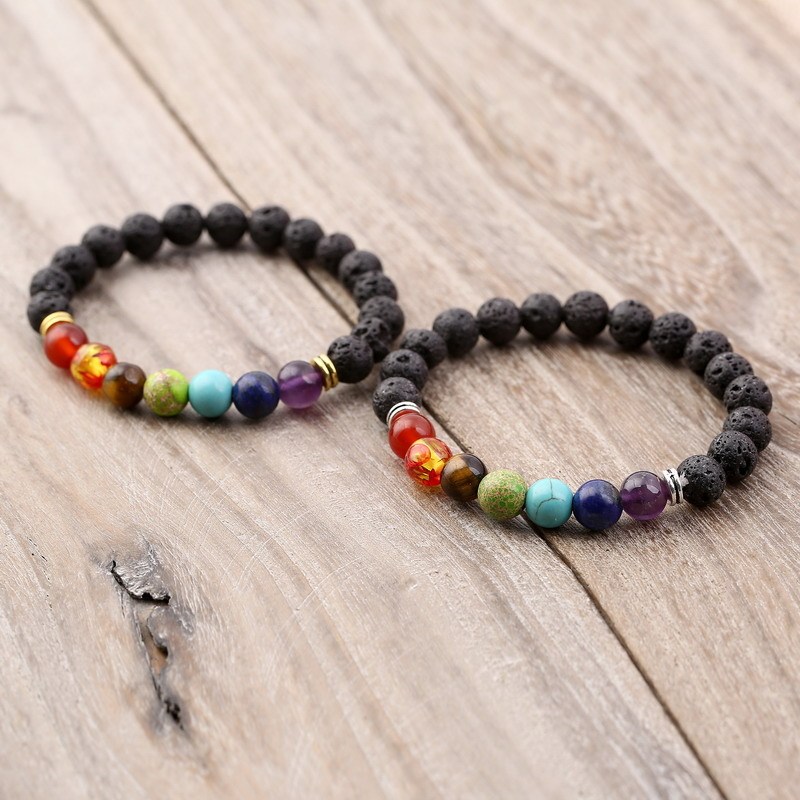 Fashion Design Reiki Gemstone 7 Chakra Agate Stone Lava Stone Beads Bracelets for Women or Men Fashion Design Reiki Gemstone 7 Chakra Agate Stone Lava Stone Beads Bracelets for Women or Men