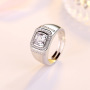 18K White Gold Plated Square Micro-Inlay Crystal Zircon Party Men Ring