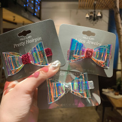 Factory Direct Sale rainbow colorful kids baby bling bling glitter bow-knot hair clips for girls