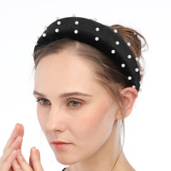 2020 fashion baroque girls satin jeweled turban headbands for women pearl knot headband
