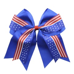 8 inch flag swallowtail hair bow tie sublimation elastic ribbon for hair ties for girls