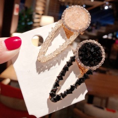 Wholesale single colored clip in hair extension metal diamond hair clip set with crystal