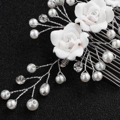 Beauty Bride flower pearl Wedding hair accessories women bridal hair combs