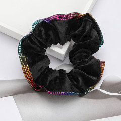 fashion high-end super shiny bling bling seam girls velvet elastic scrunchy hair ties