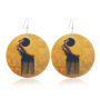 2020 new arrive custom 10designs fashion printing big round drop african afro wooden earring wood jewelry for women