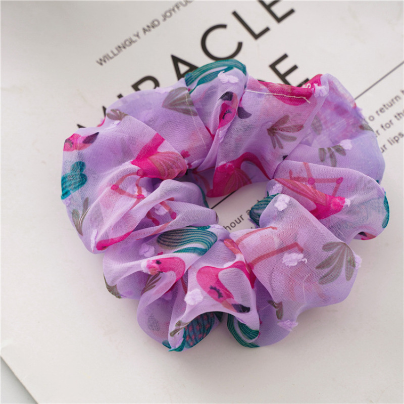 Wholesale New 2020 Korean Colorful Printed Fabric Yarn Elastic Scrunchies For Women