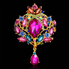 Hot-selling fashion crystal alloy women girls crown rhinestone brooches